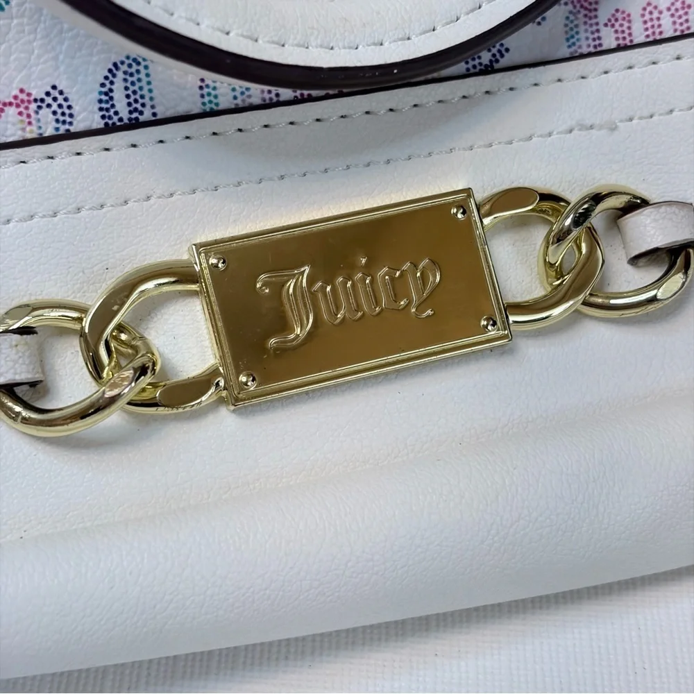 Juicy Couture White Satchel with Colorful Logo